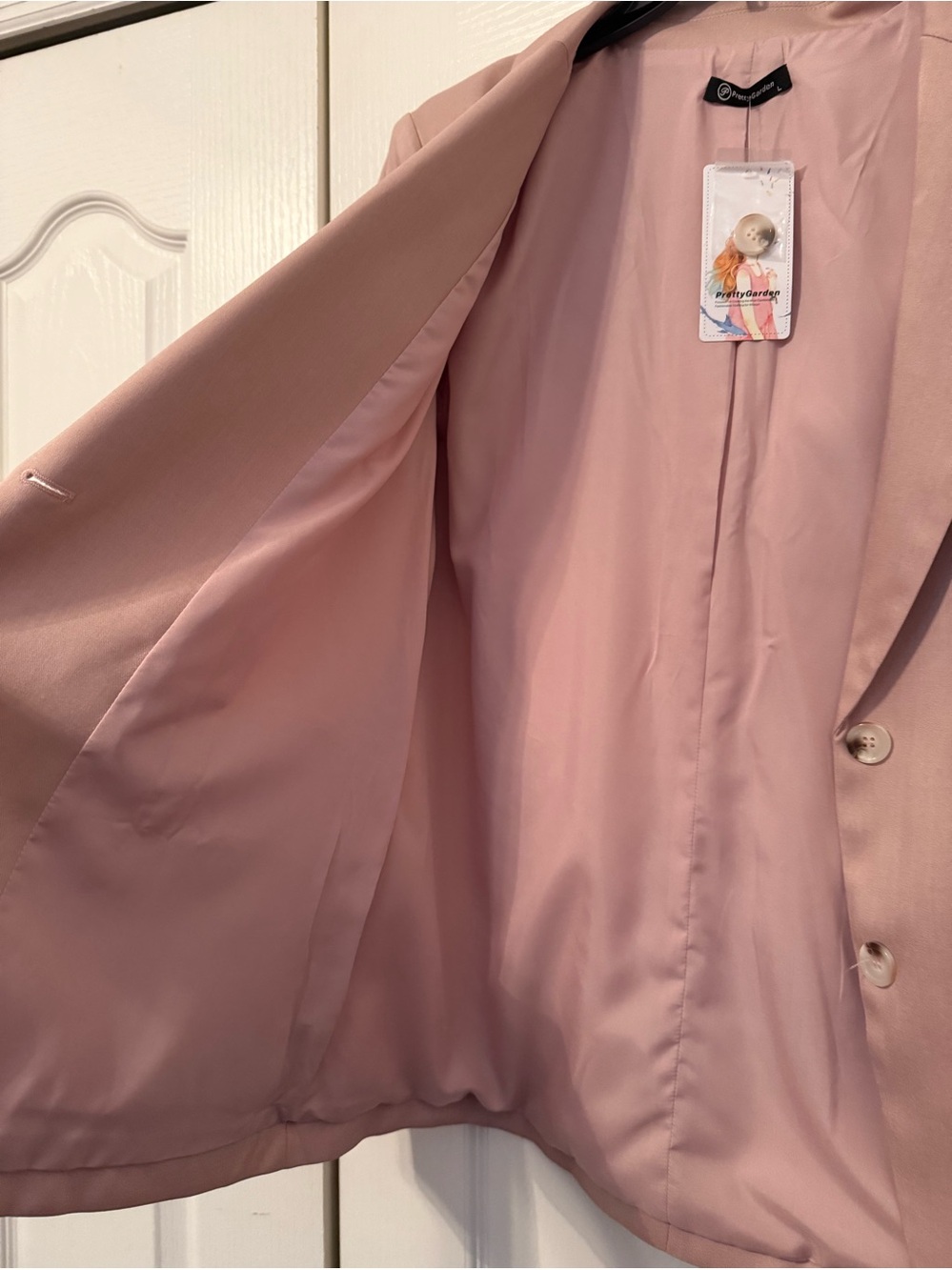 PrettyGarden Pink Blazer Women Large NWT Single Button Office Business Jacket - Picture 5 of 10